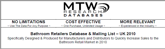 UK Bathroom retailers directory database and mailing, telemarketing list with emails 