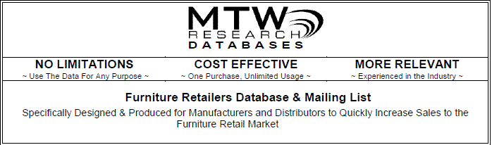2012 furniture retailers database and emails of furniture retailers and the independent furniture retail stores listing and directory in 2012 with email addresses and contact details